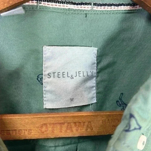 Steel & Jelly Button Down Short Sleeve  Shirt Men's Medium Ocean Beach Surf Swim - Picture 5 of 8